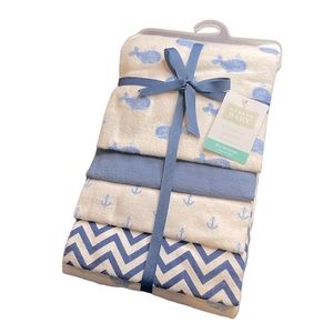 Hudson Baby Receiving Blanket 4 Piece Set, 100% Cotton Flannel